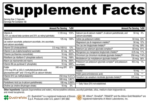 ActivNutrients® without Copper & Iron 120 Capsules Supplement Facts